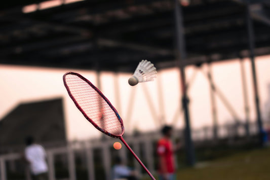 Badminton racket in full flight