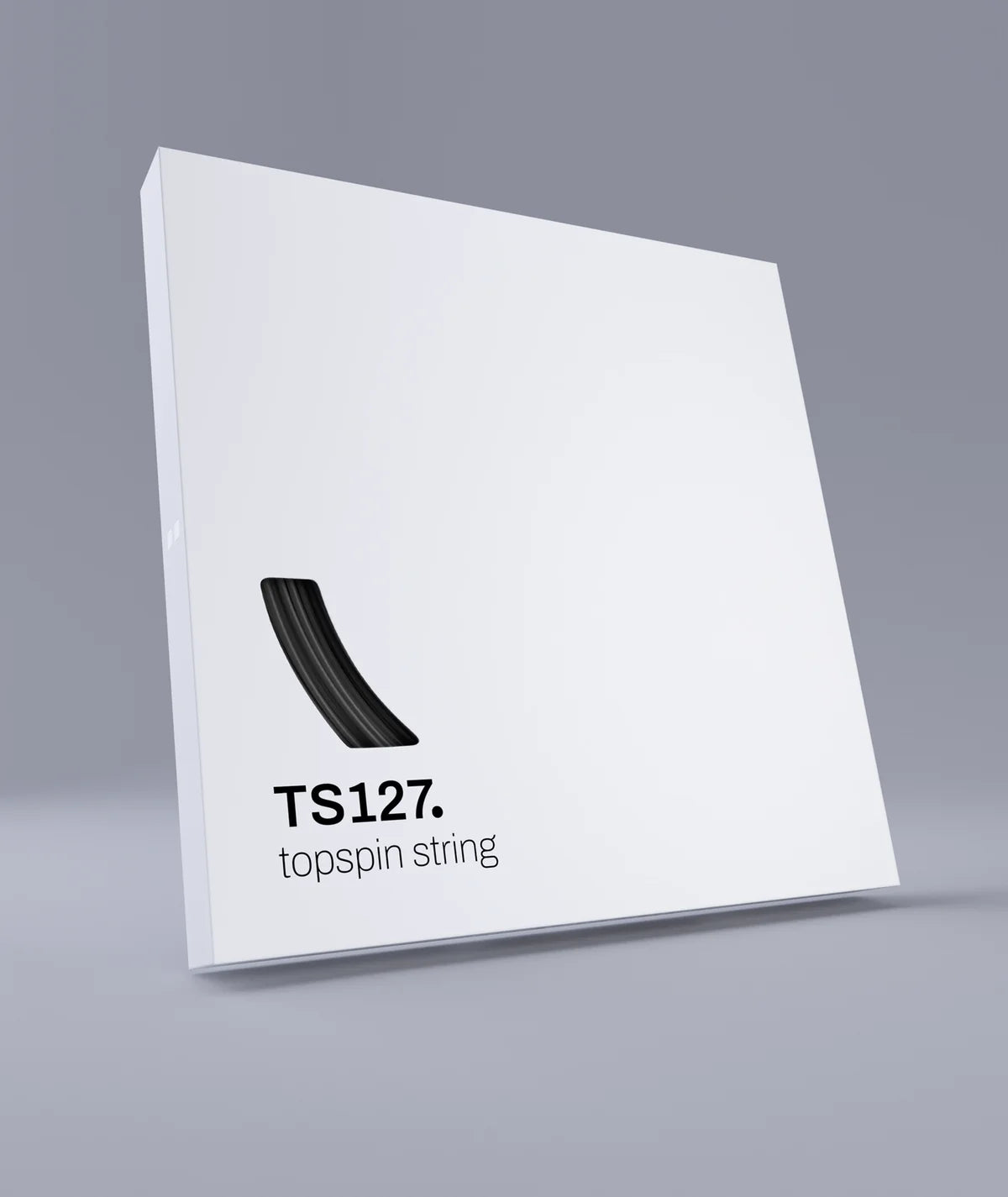 Set of TS127 topspin tennis string on a gray background