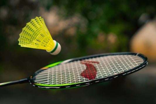 Badminton racket close up