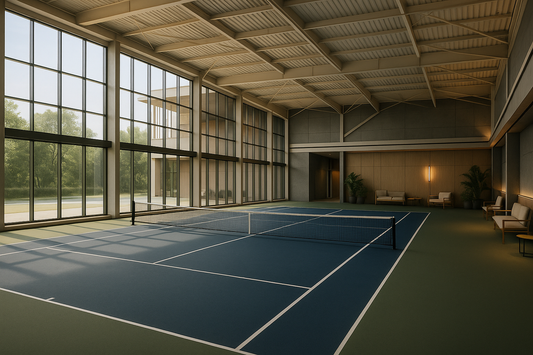 Blue acrylic indoor tennis court 
