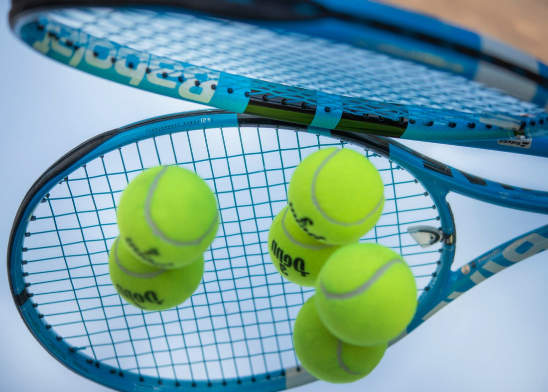 Pair of Babolat Pure Drive tennis rackets in blue