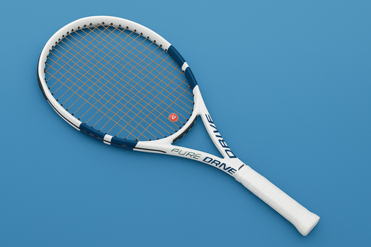 Babolat Pure Drive tennis racket with Babolat RPM Soft tennis strings.