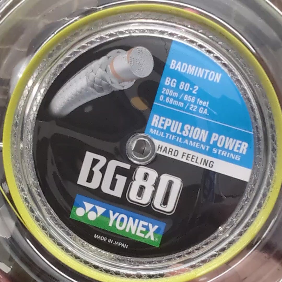 Time lapse video of a Yonex badminton racket being restrung with Yonex BG80 string 